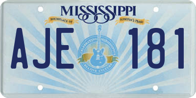MS license plate AJE181