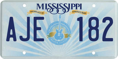 MS license plate AJE182