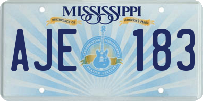 MS license plate AJE183