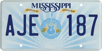 MS license plate AJE187
