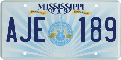 MS license plate AJE189