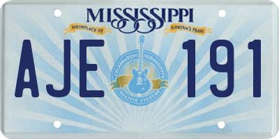 MS license plate AJE191