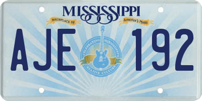 MS license plate AJE192