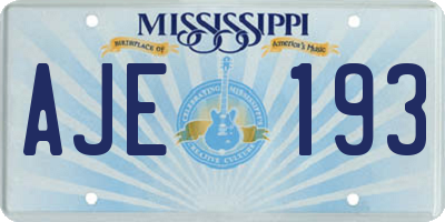 MS license plate AJE193