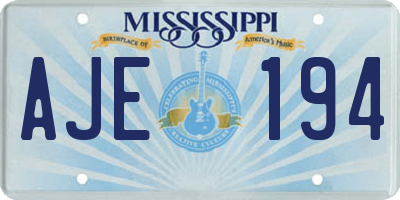 MS license plate AJE194