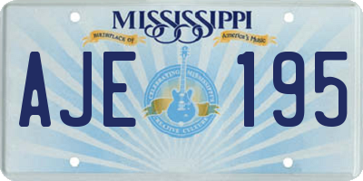 MS license plate AJE195