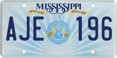 MS license plate AJE196