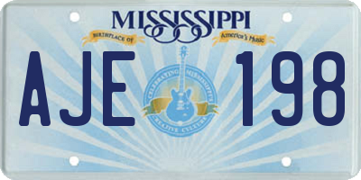 MS license plate AJE198