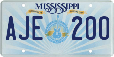 MS license plate AJE200