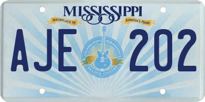 MS license plate AJE202