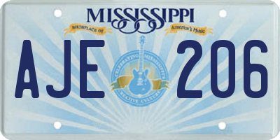 MS license plate AJE206