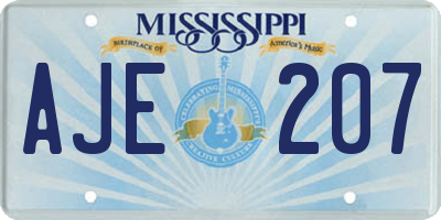 MS license plate AJE207