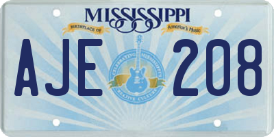MS license plate AJE208