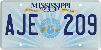 MS license plate AJE209