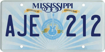 MS license plate AJE212