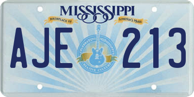 MS license plate AJE213