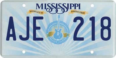 MS license plate AJE218