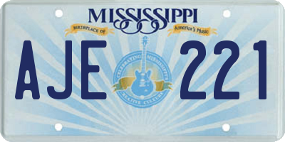MS license plate AJE221