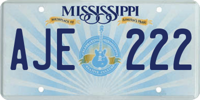 MS license plate AJE222