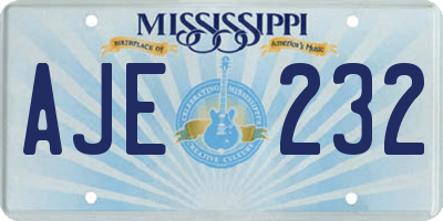 MS license plate AJE232