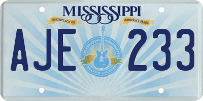 MS license plate AJE233