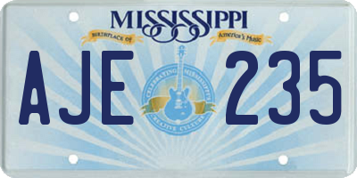 MS license plate AJE235