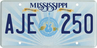 MS license plate AJE250