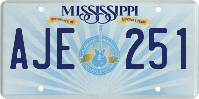 MS license plate AJE251