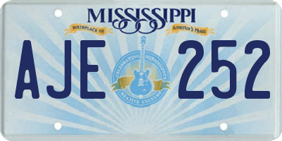 MS license plate AJE252