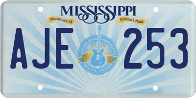 MS license plate AJE253