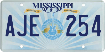 MS license plate AJE254