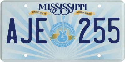 MS license plate AJE255