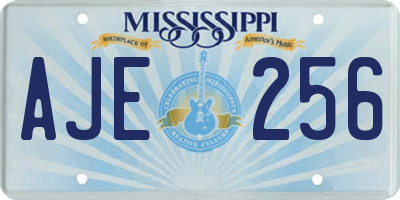 MS license plate AJE256