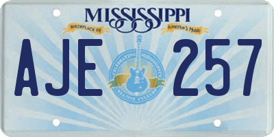MS license plate AJE257