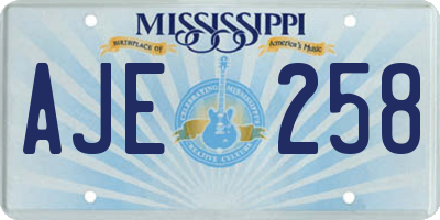 MS license plate AJE258