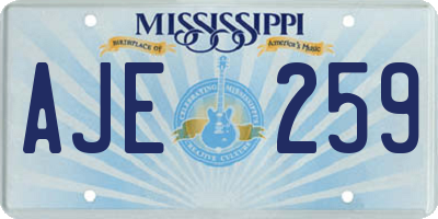MS license plate AJE259