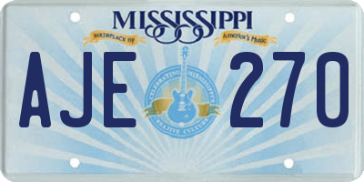 MS license plate AJE270