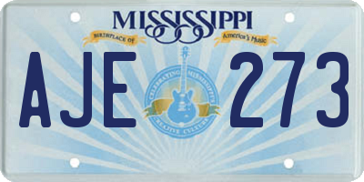 MS license plate AJE273