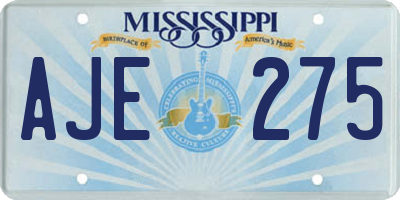 MS license plate AJE275