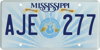 MS license plate AJE277