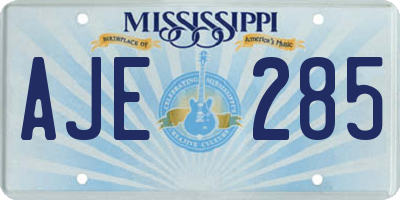 MS license plate AJE285