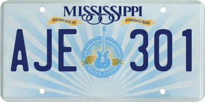 MS license plate AJE301