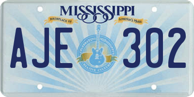 MS license plate AJE302