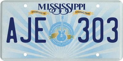 MS license plate AJE303