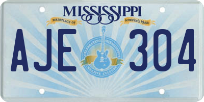 MS license plate AJE304