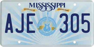 MS license plate AJE305