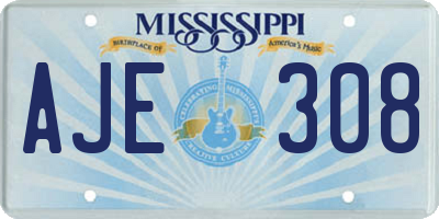MS license plate AJE308