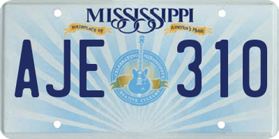 MS license plate AJE310