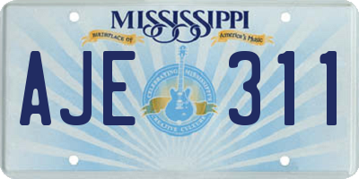 MS license plate AJE311