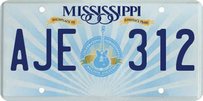 MS license plate AJE312